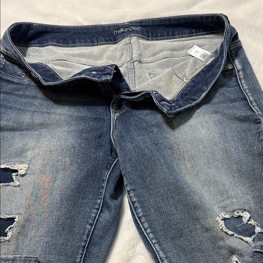 Maurices Light Blue Distressed Boyfriend Jeans